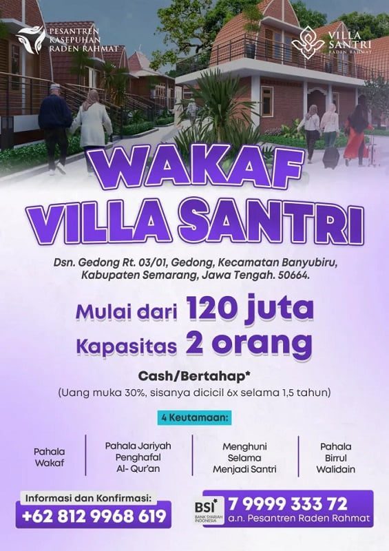 villa santri lansia raden rahmat, pondok pesantren lansia semarang, pondok pesantren lansia di jawa tengah, pesantren lansia raden rahmat semarang